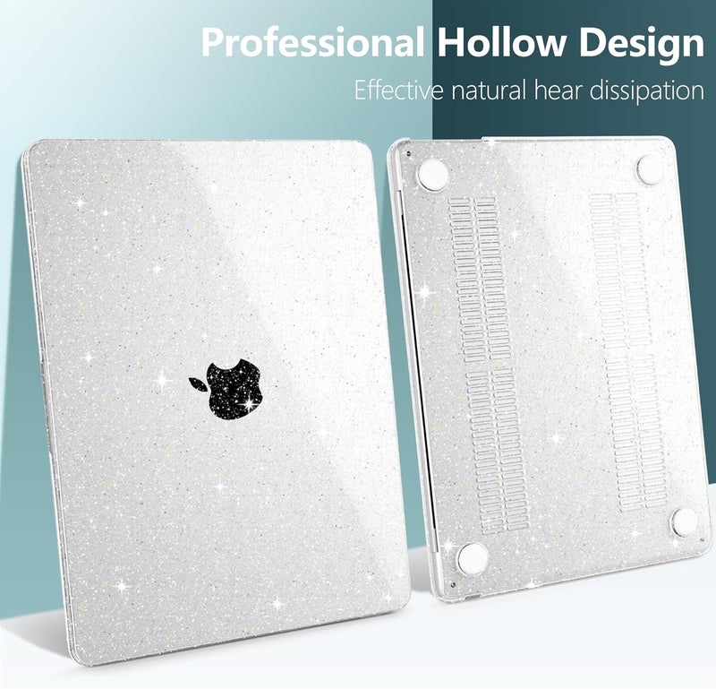 DONGKE Compatible with MacBook Air 13.6 inch Case M4 M3 M2 2025 2024 2023 2022 A3240 A3113 A2681, Glitter Bling Plastic Hard Shell & Keyboard Cover for MacBook Air M4 13 inch Case, Sparkly Clear - Image 5